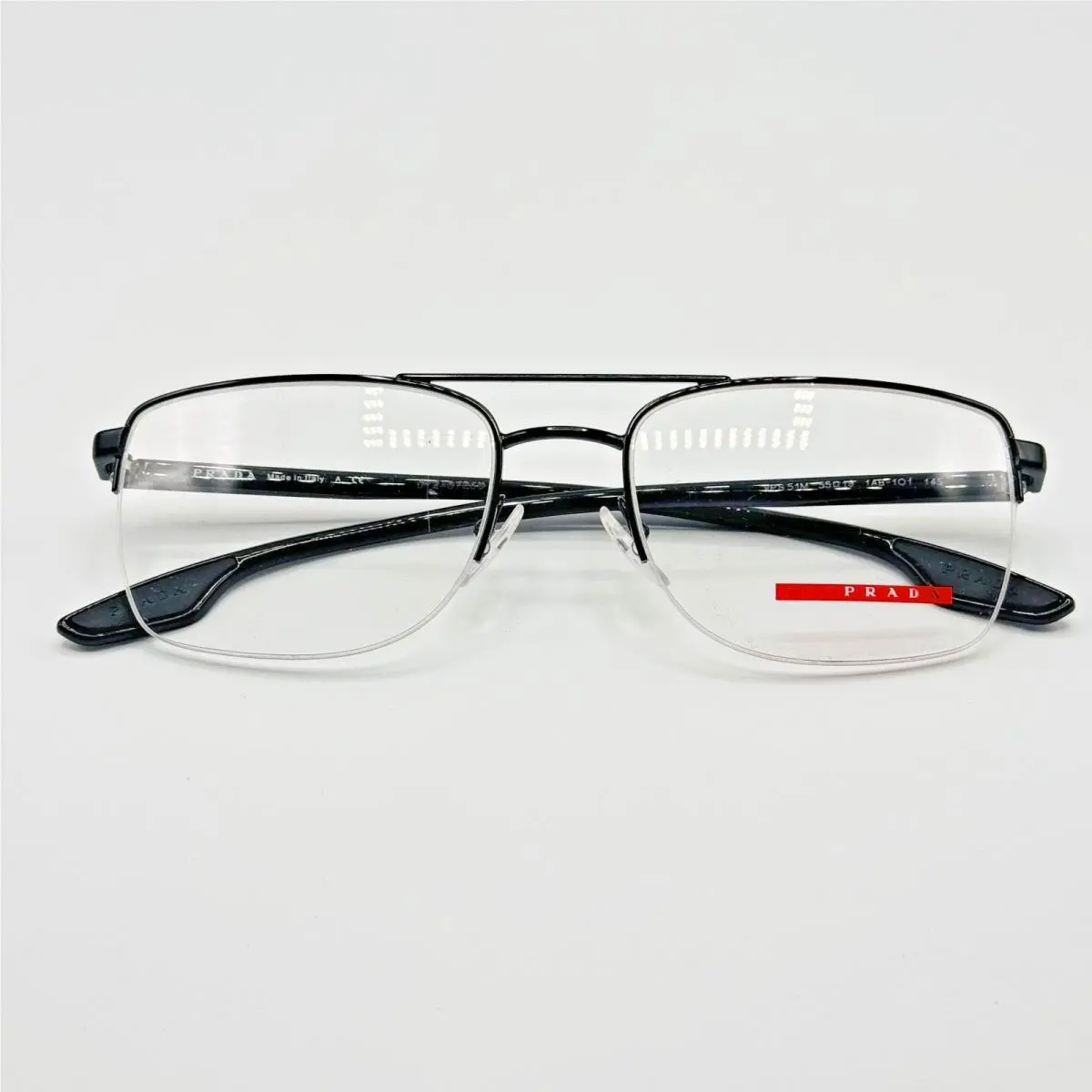 Prada Linea Rossa Eyeglass Frames PS 51MV 1AB1O1 Black Metal 55-19-145