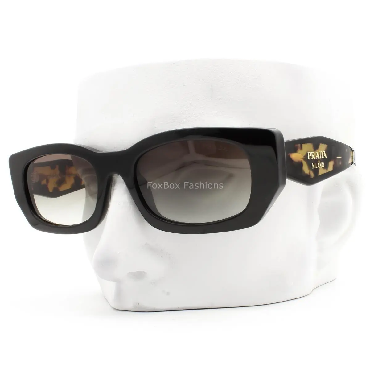 Prada Sunglasses Polished Black Yellow Tortoise Spr B05 389-0A7 with Case