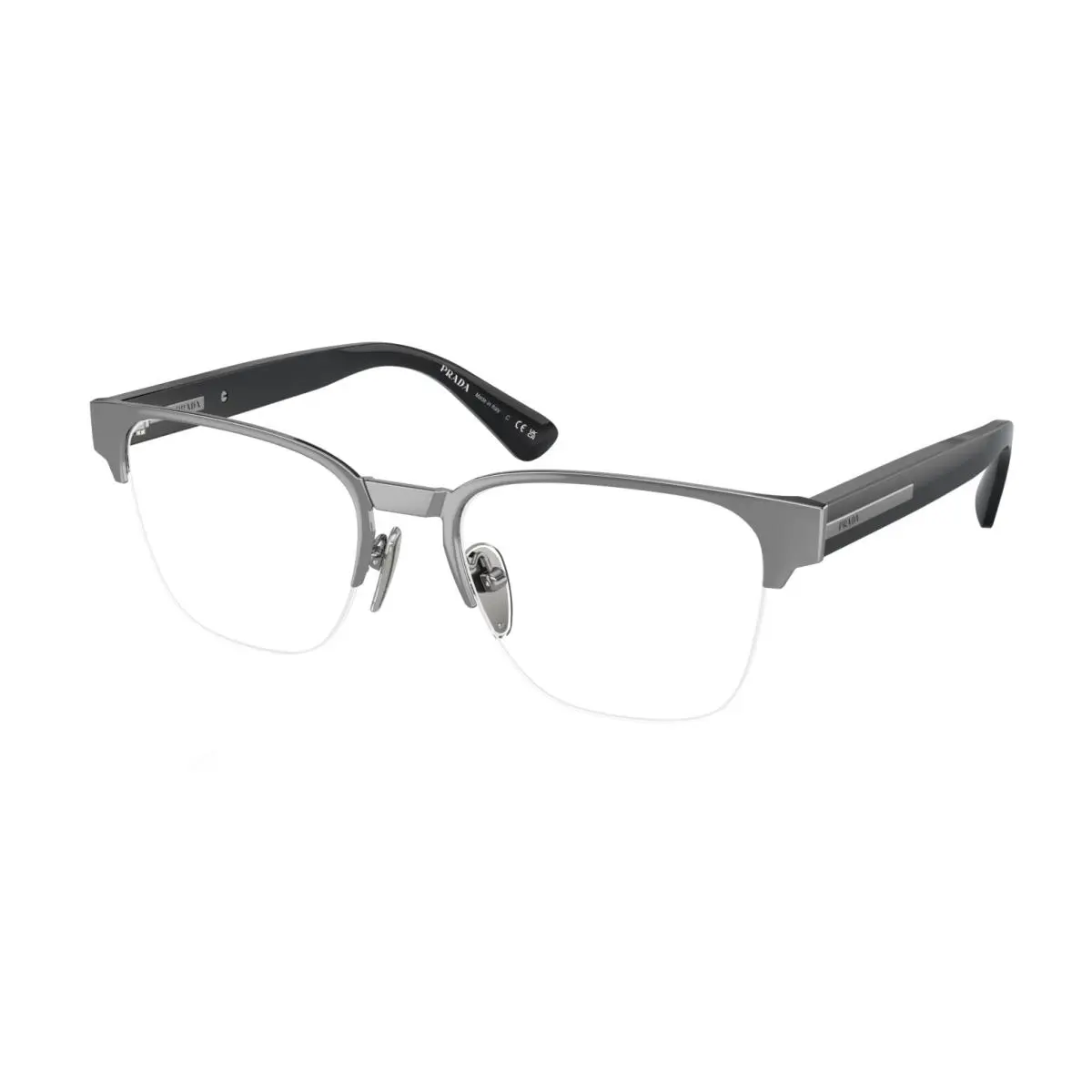 Prada PR A52V 5AV1O1 54 Demo Oval Men`s Eyeglasses Gunmetal Optical Frame
