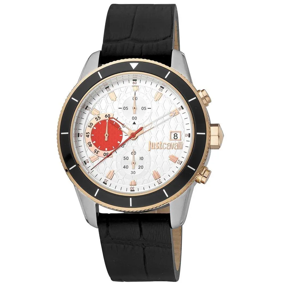 Black Leather Dress Watch by Just Cavalli