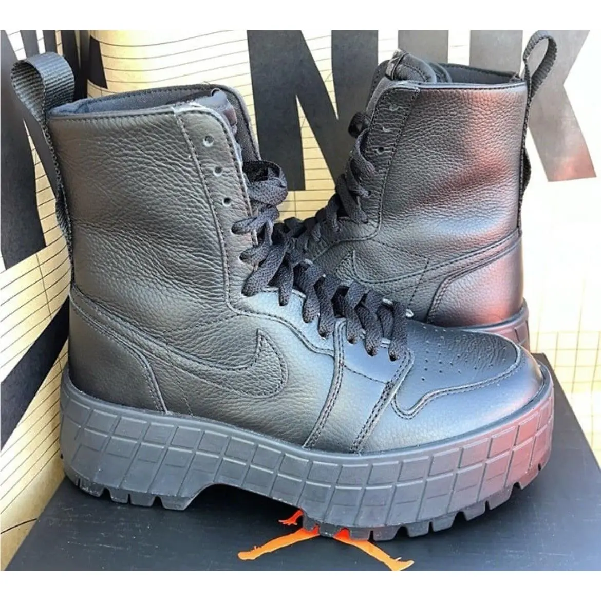 Nike Air Jordan 1 High Brooklyn Black Boots Nby FJ5737-001 Women`s Size 5.5