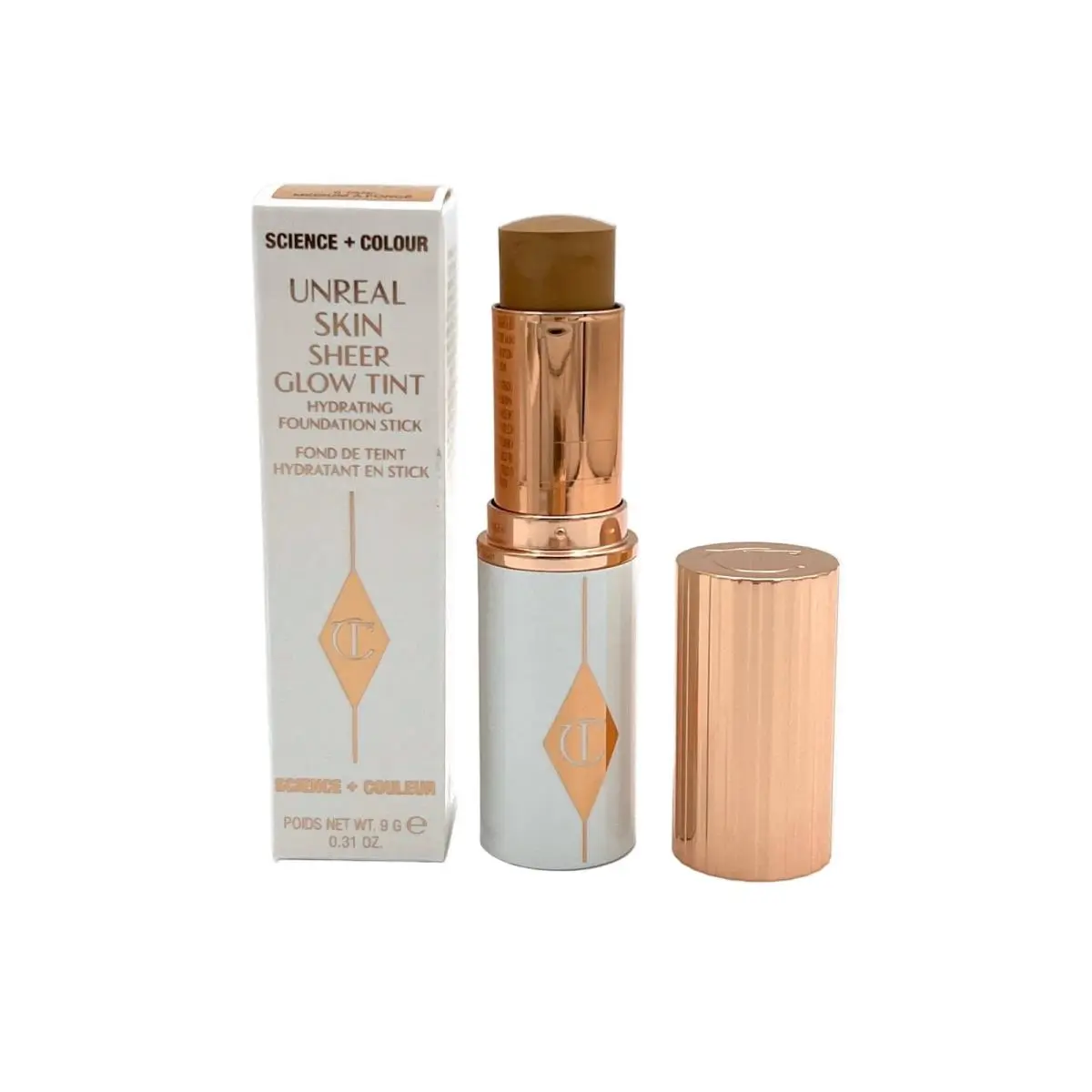 Charlotte Tilbury Unreal Skin Sheer Glow Stick 9 Tan Foundation Full Size