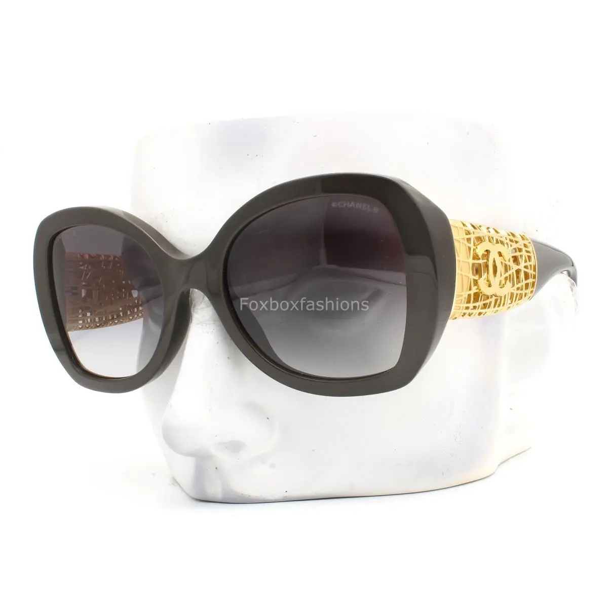 Jewel Tweed Sunglasses ch5531A 1460/S6 Dark Brown Gold CC Logo with Case by Chanel
