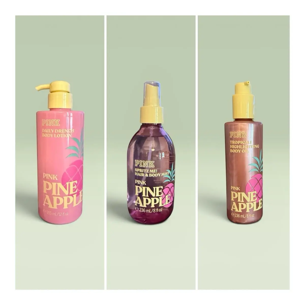 Victoria`s Secret Pink Pineapple Hair Body Mist / Lotion / Body Oil