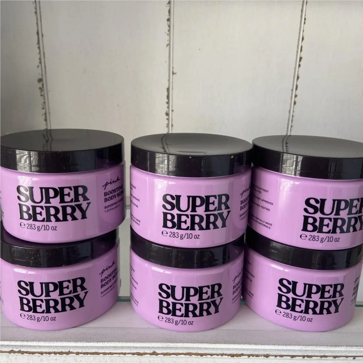 6 X Victoria`s Secret Pink Super Berry Body Scrub 10 Oz