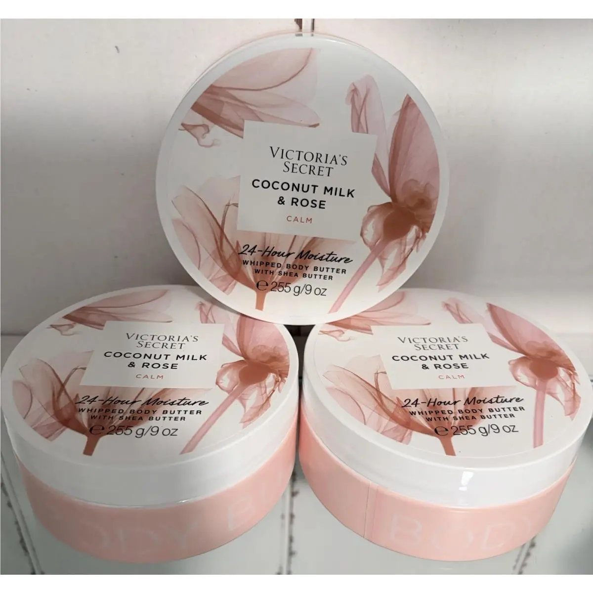 Victoria`s Secret Calm Coconut Milk Rose Body Butter 9 OZ Lot OF 3 Pcs