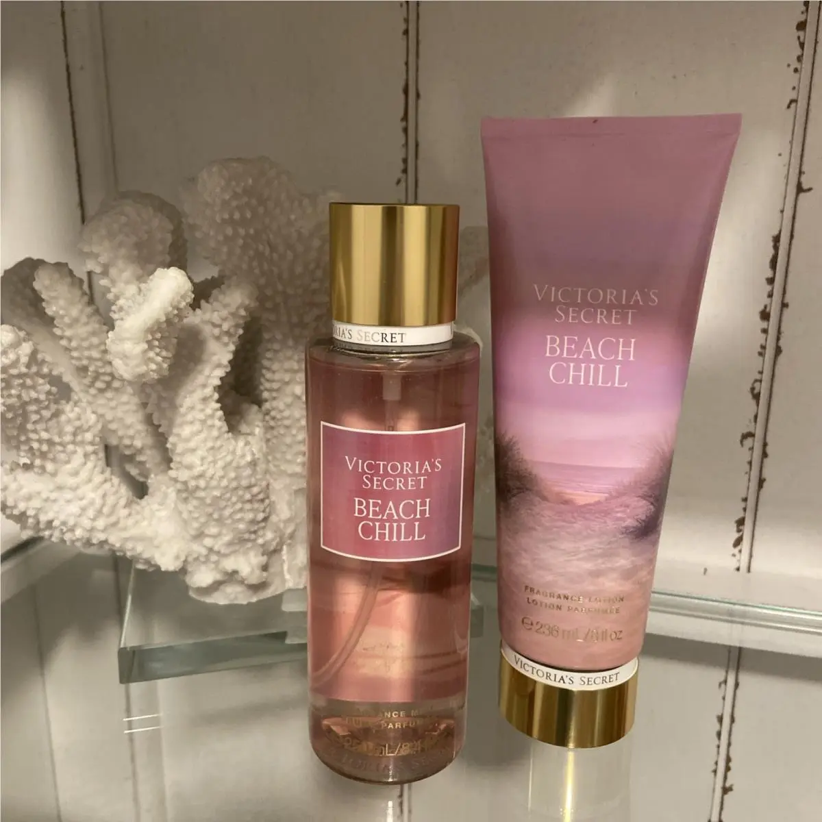 Victoria`s Secret Fragrance Mist Lotion Set Lot of 2 Beach Chill