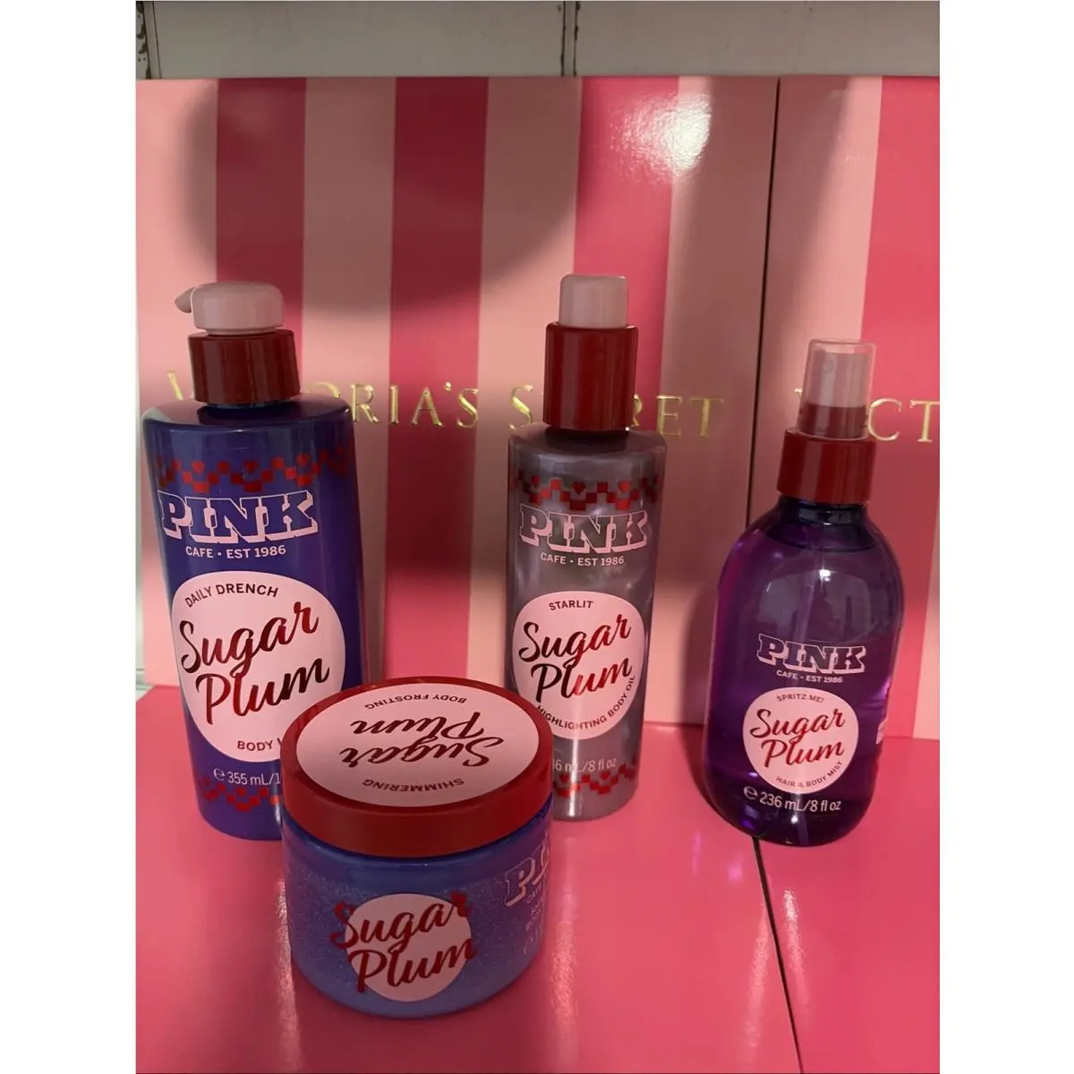Victoria`s Secret Pink Sugar Plum Mist Lotion Shimmer Oil Body Frosting