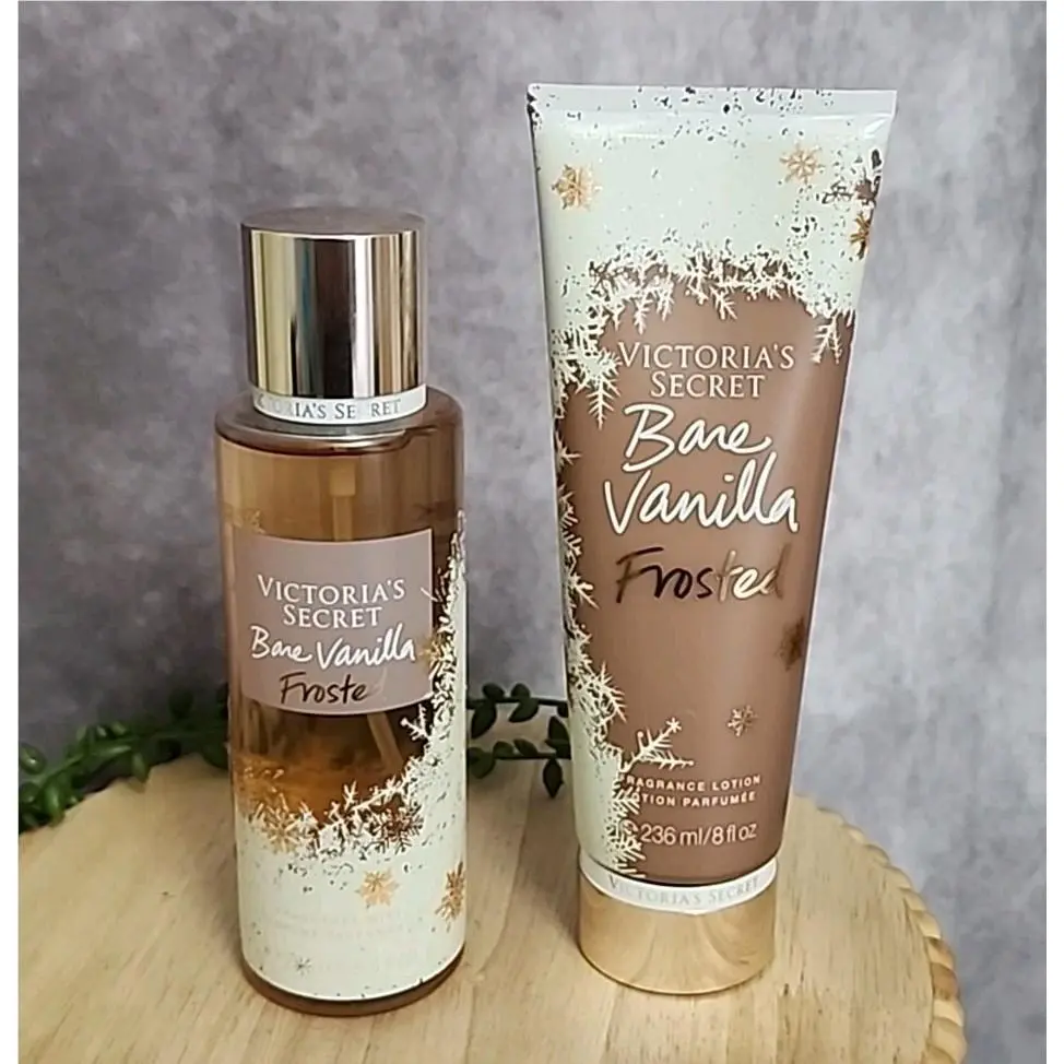 Victorias Secret Bare Vanilla Frosted Fragrance Mist Body Spray Lotion 2 Pc