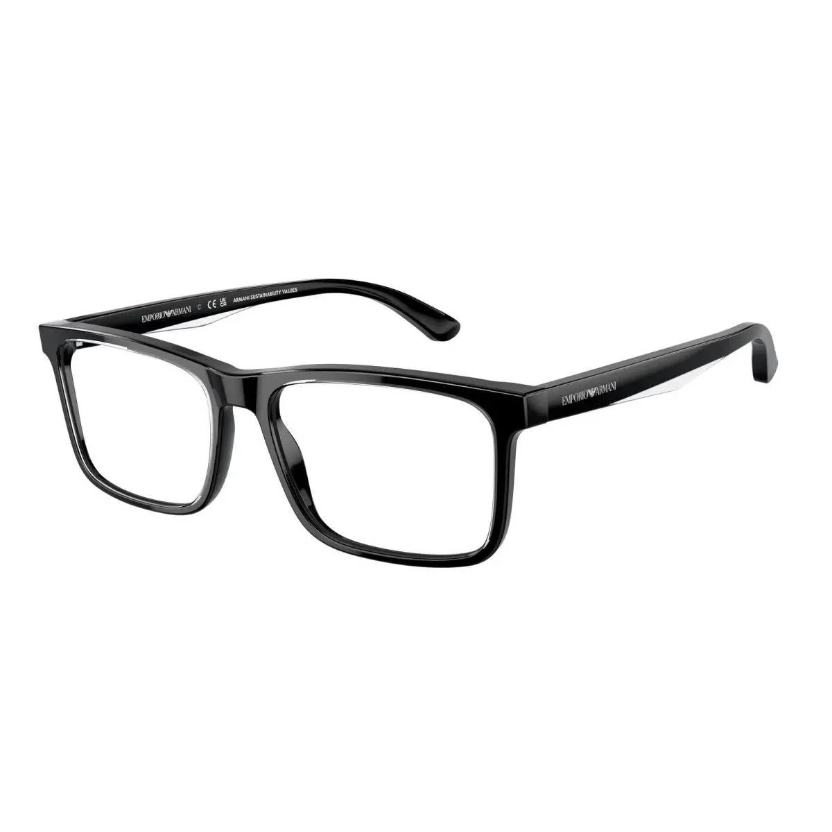 EA3227 6051 Shiny Black Top Crystal 56 mm Men`s Eyeglasses by Emporio Armani