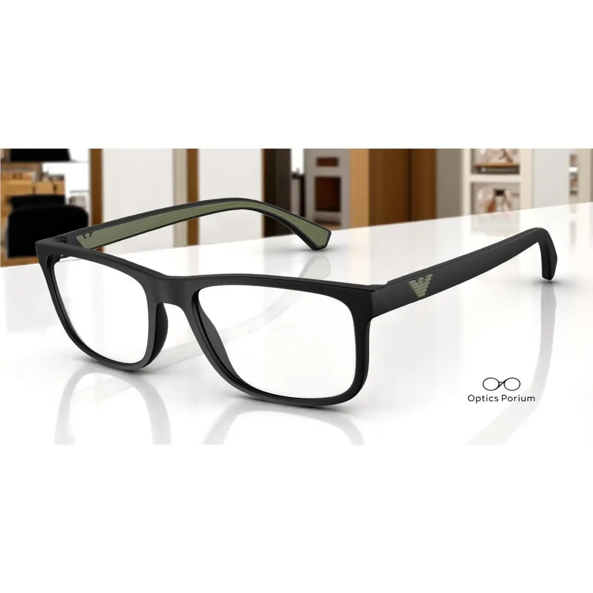 Emporio Armani EA3147 5042 Rectangle Matte Black Demo Lens 55 mm Mens Eyeglasses