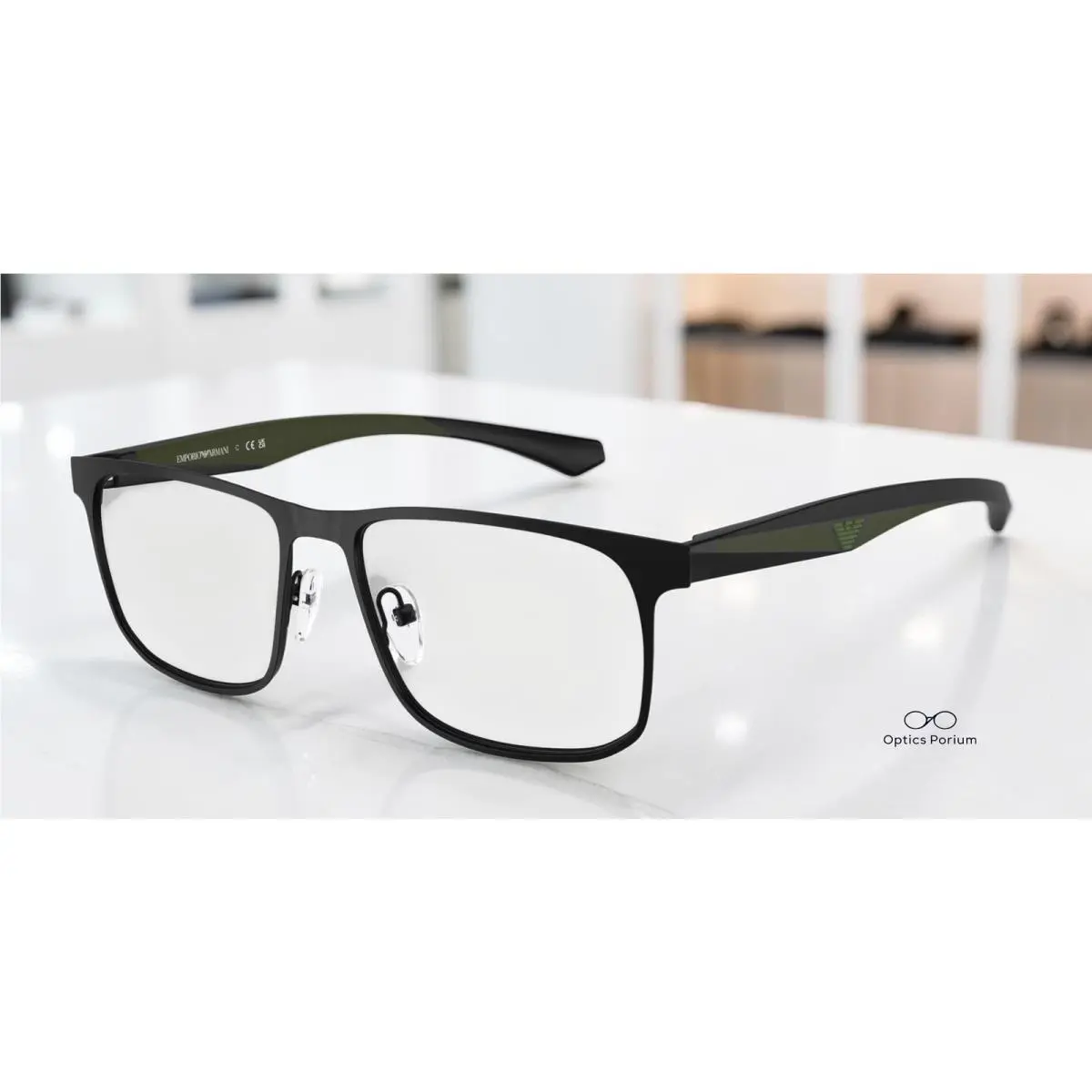 Emporio Armani EA1163 3001 Matte Black Demo Lens 55 mm Men`s Eyeglasses