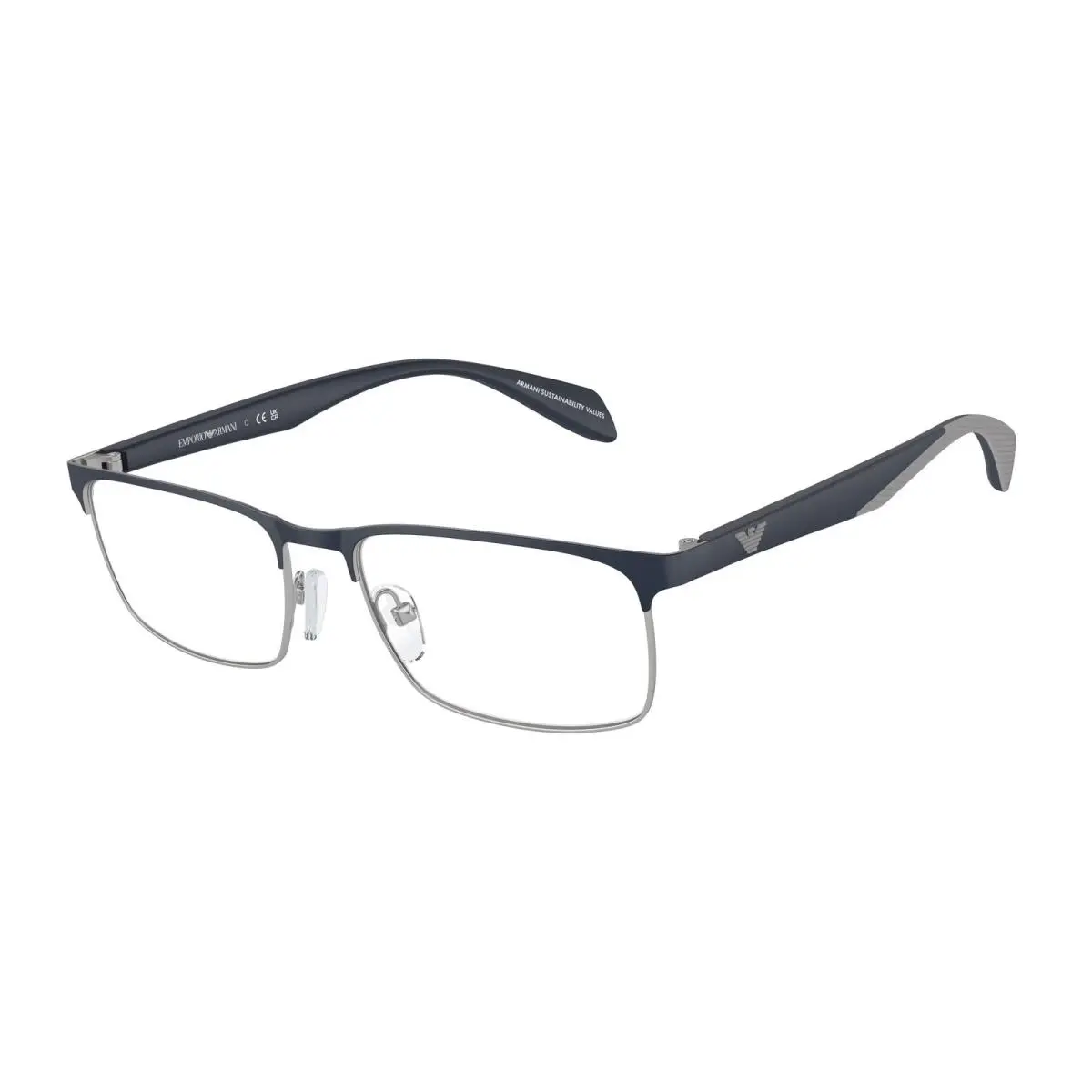EA1149 3368 Matte Silver Blue Demo Lens 56 mm Men`s Eyeglasses by Emporio Armani