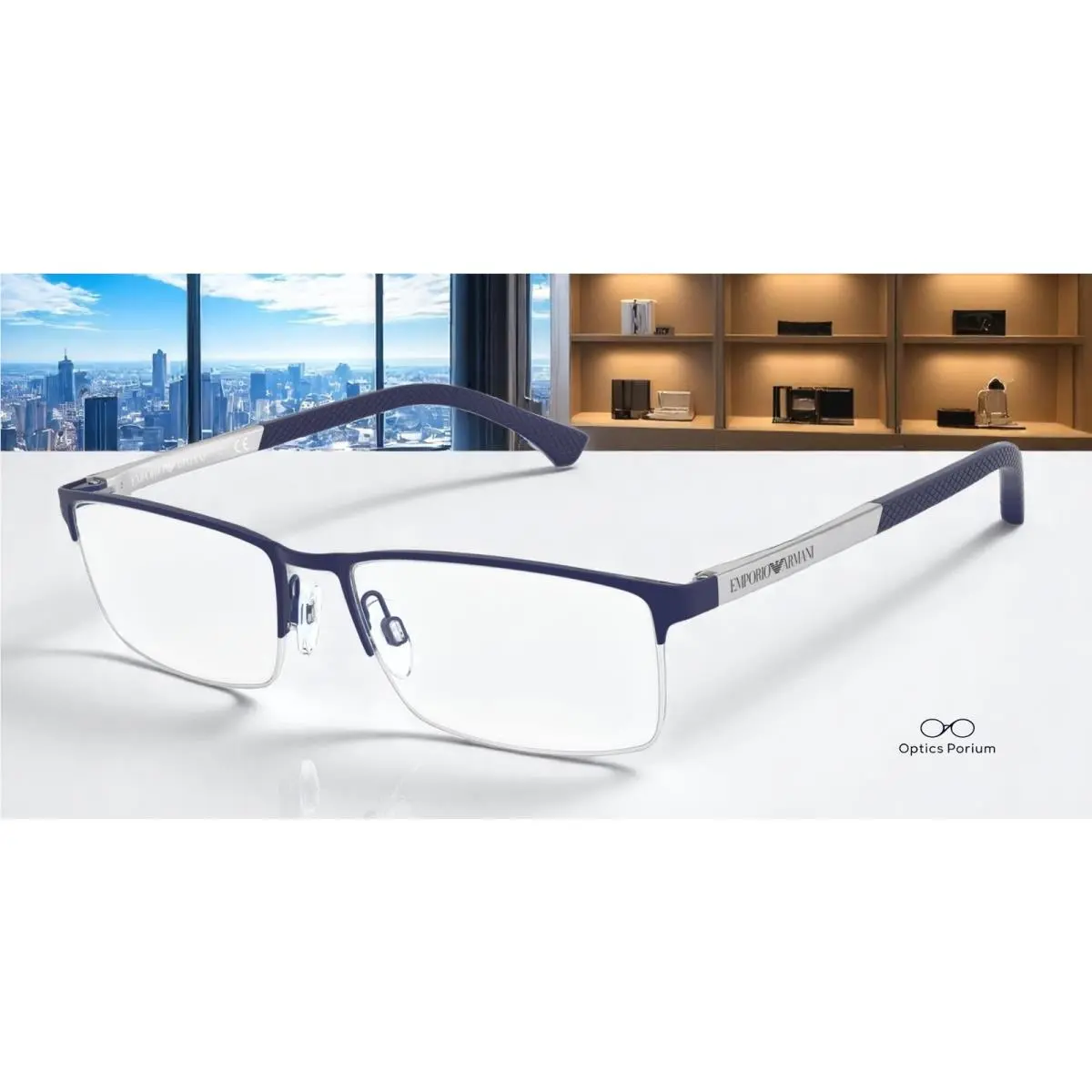 Emporio Armani EA1041 3131 Rubber Blue Demo Lens 55 mm Men`s Eyeglasses