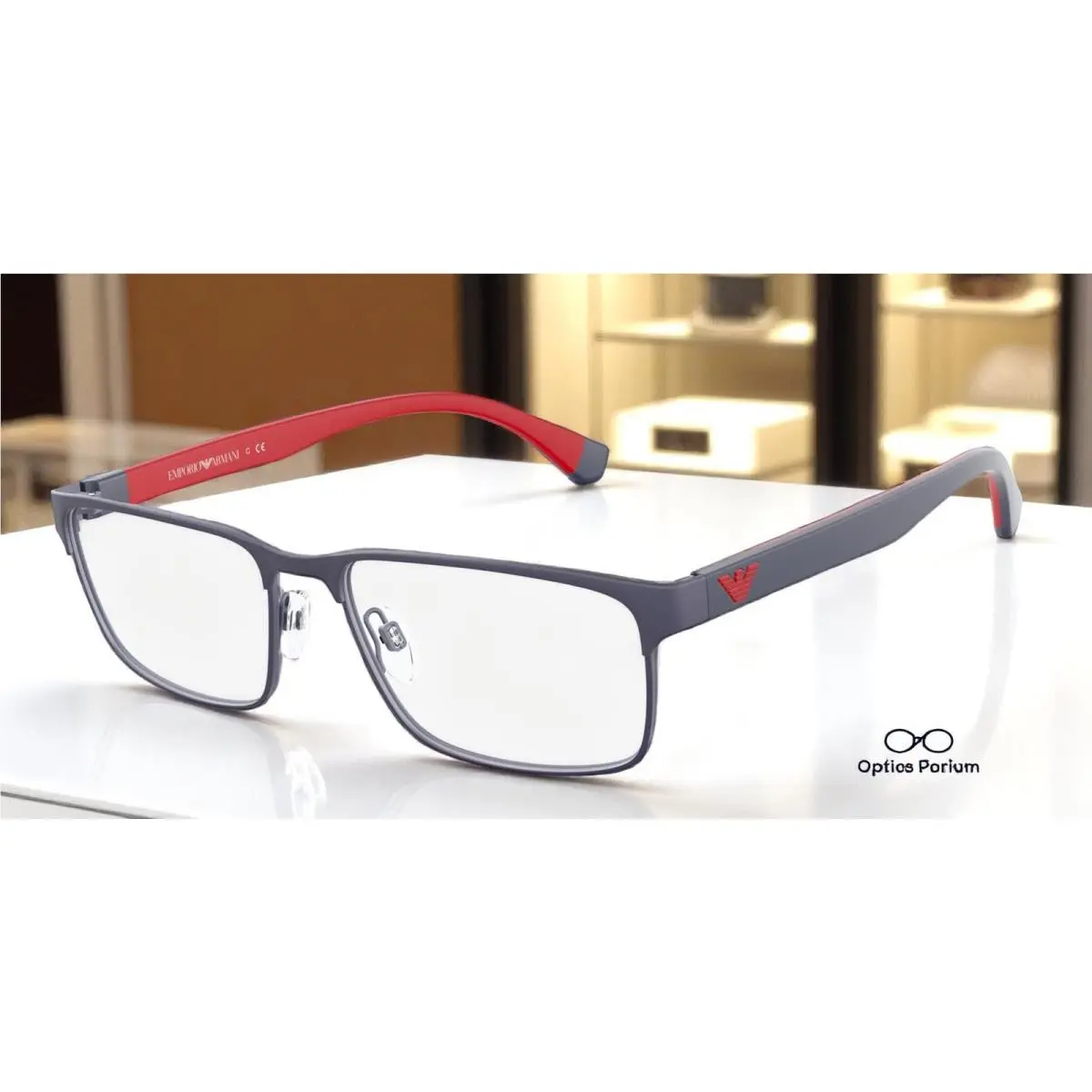 Emporio Armani EA1105 3092 Rectangle Matte Blue Demo Lens 56 mm Men`s Eyeglasses