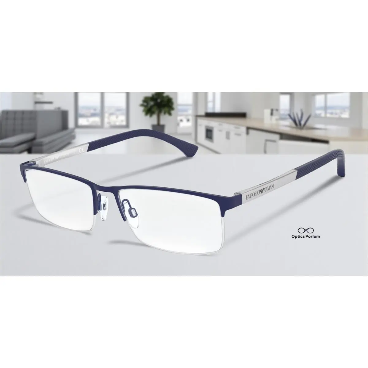 Emporio Armani EA1041 3131 Blue Rubber Demo Lens 53 mm Men`s Eyeglasses
