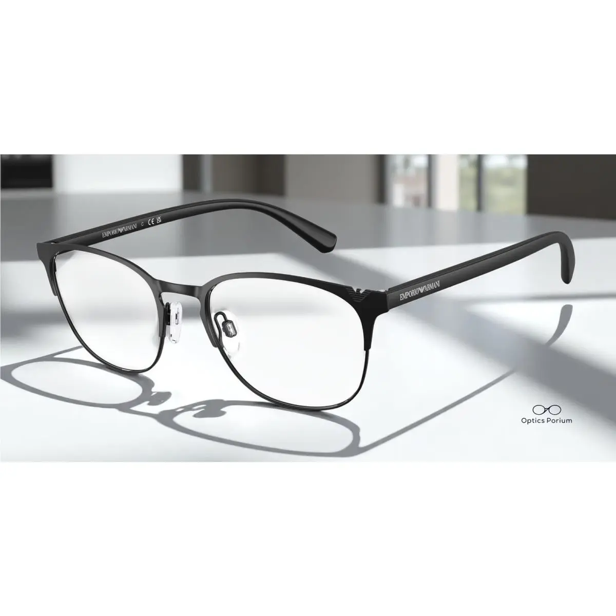 Emporio Armani EA1059 3001 Oval Matte Black Demo Lens 53 mm Men`s Eyeglasses