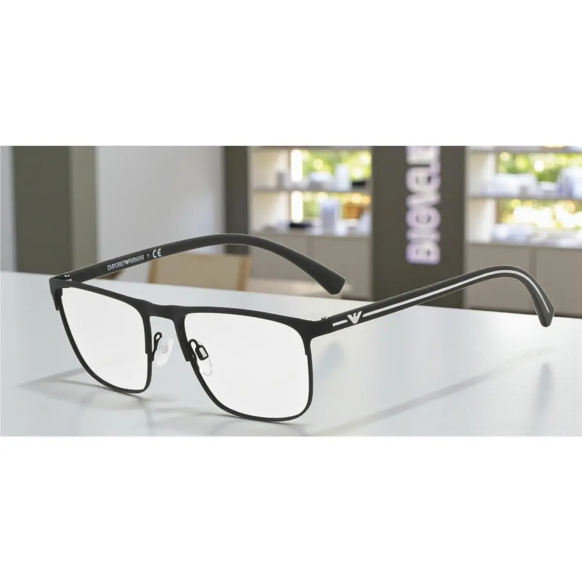 Emporio Armani EA1079 3094 Rectangle Rubber Black Demo Lens 55 Men`s Eyeglasses