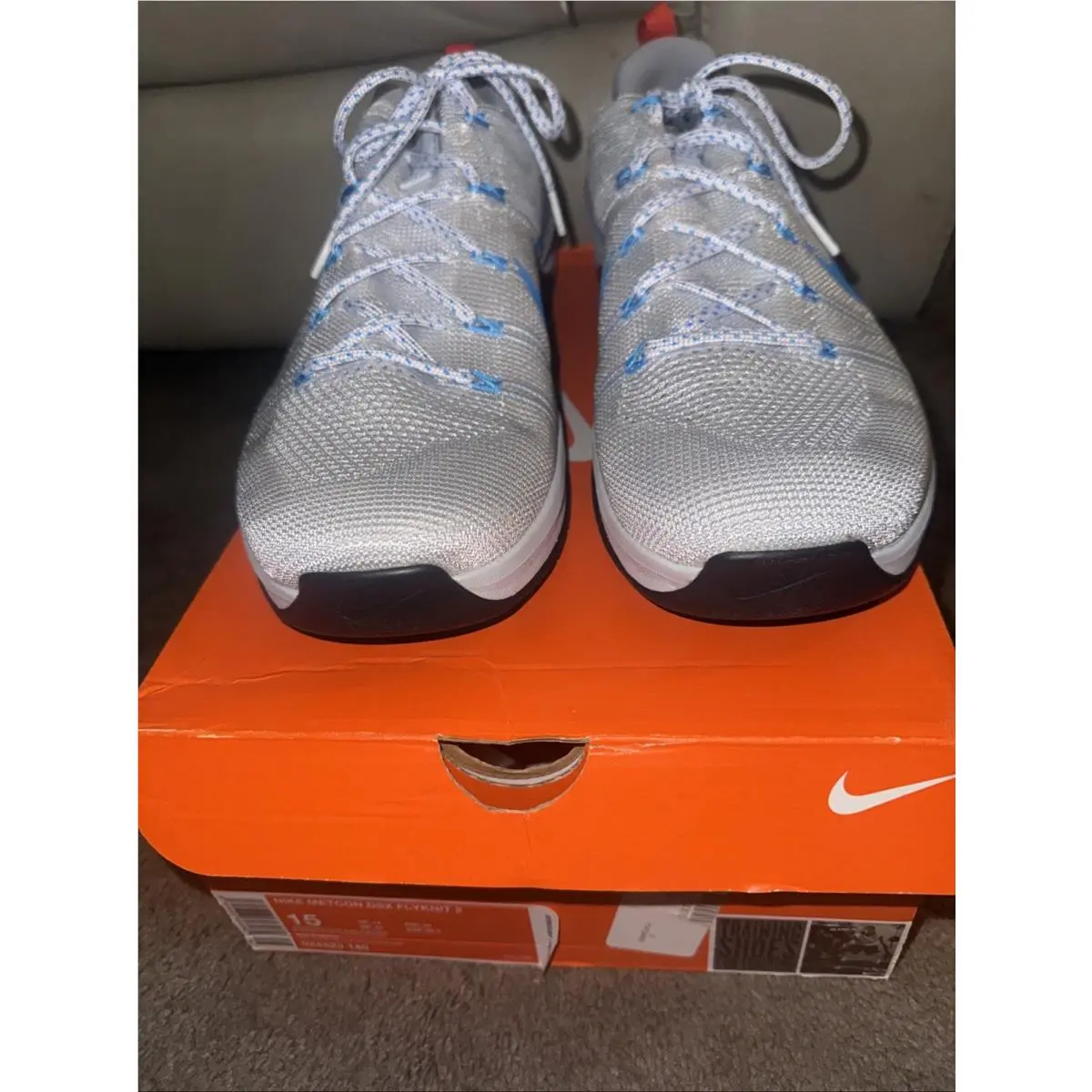 Men`s Nike Metcon Dsx Flyknit 2 White/blue/pure Platinum 924423-140 Size 15