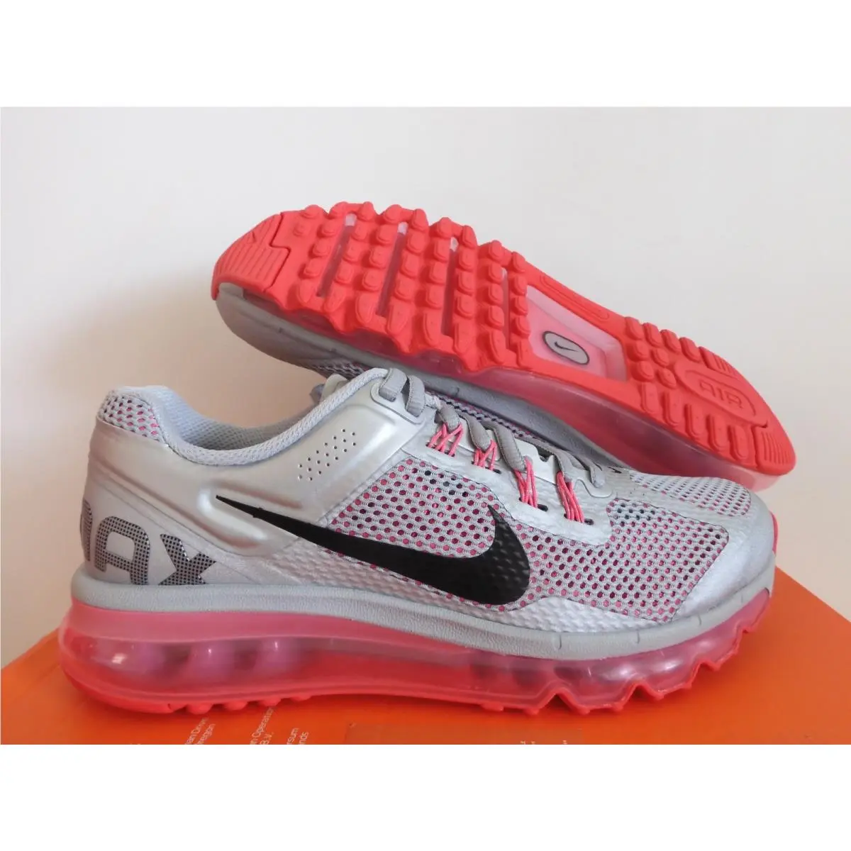 Nike Air Max 2013 GS Metallic Silver-black-pink Sz 7Y Rare 555753-002