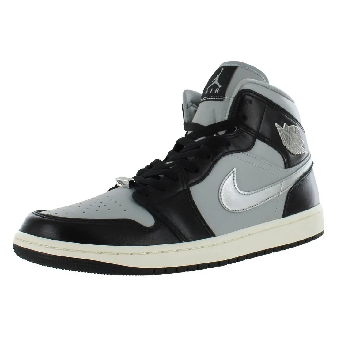 Nike Air Jordan 1 Mid SE Womens Shoes Size 6 Color: Black/metallic Silver