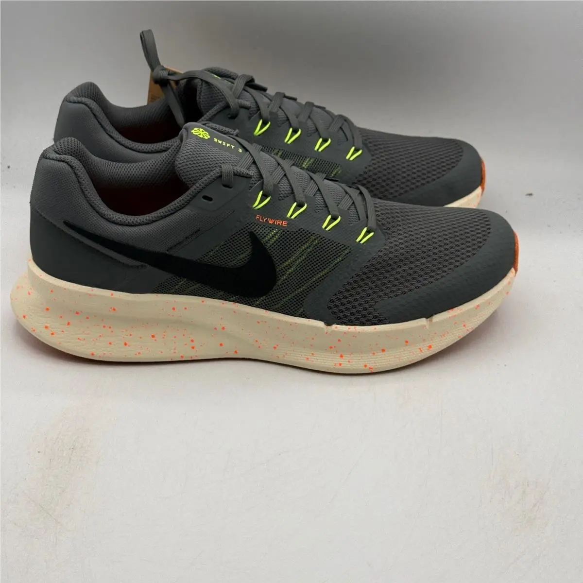 Nike Run Swift 3 Mens Size 11 Iron Grey Orange Flywire Running Shoes HV5226-068