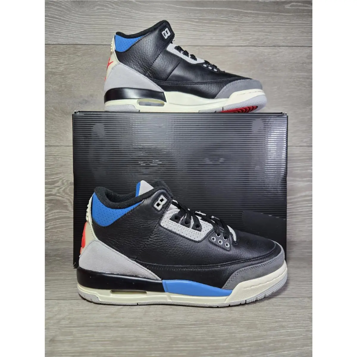 Nike Air Jordan 3 Retro OG GS Rare Air Sneakers Black Grey Youth 6.5 / Womens 8