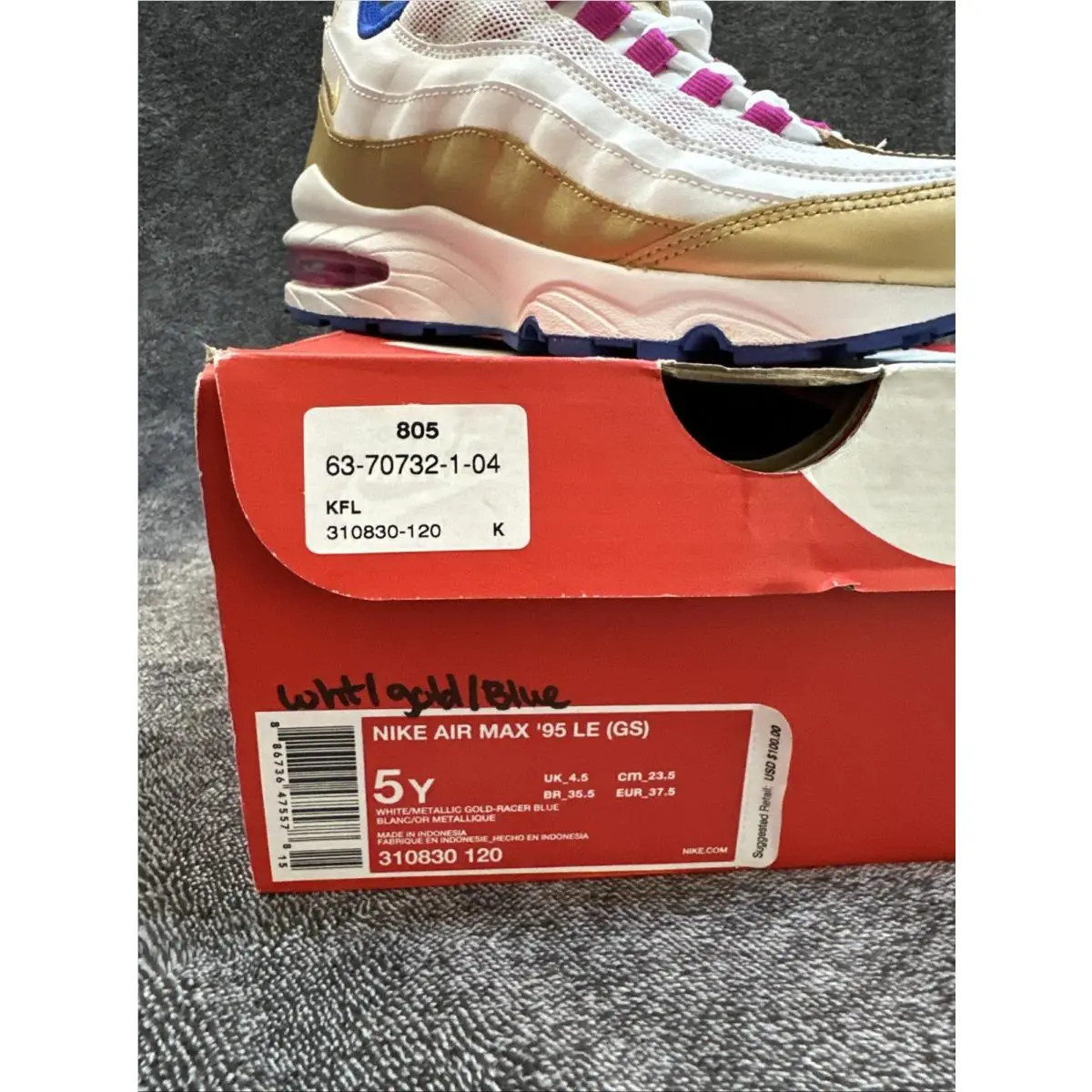 Nike shoes - Air Max 95 LE (GS) - Gold White Pink Blue 16