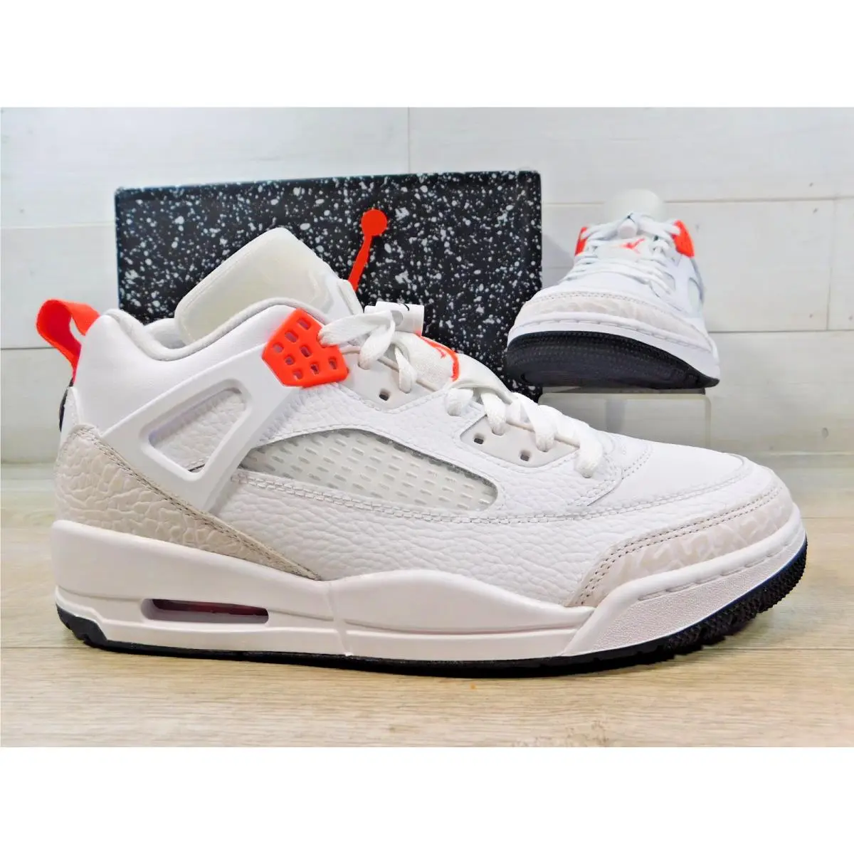 Nike Air Jordan Spizike Low White Bright Crimson Vast Grey Shoes Men`s Size 10 - White