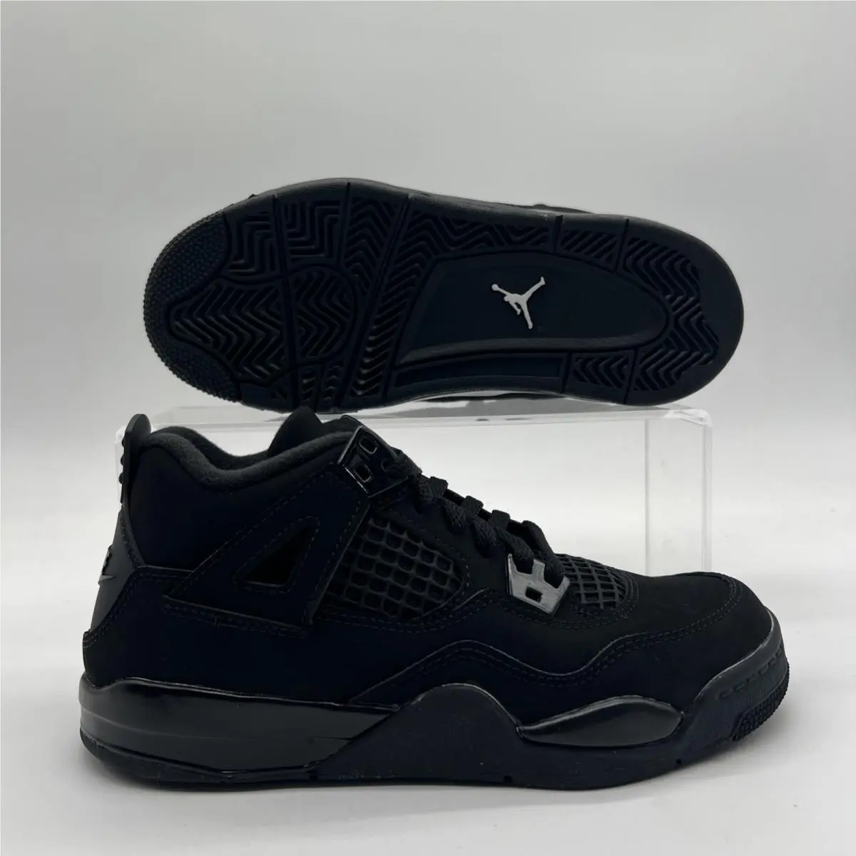 Kids Size 2Y PS Nike Air Jordan 4 Black Cat Triple Black Sneakers IB4388 010