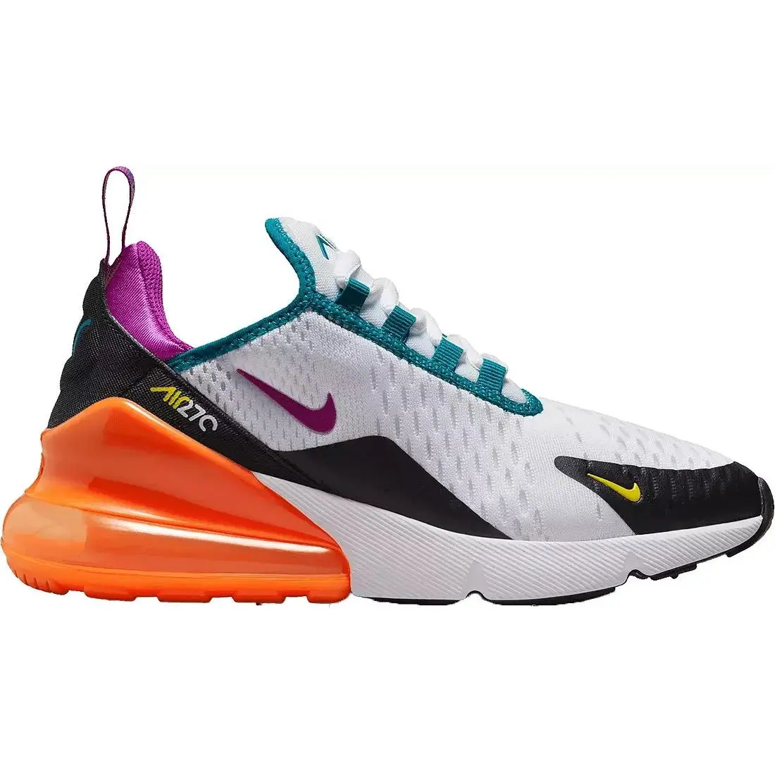 Nike Air Max 270 GS White/black/total Orange/purple Youth FD0299-100 Size 4Y