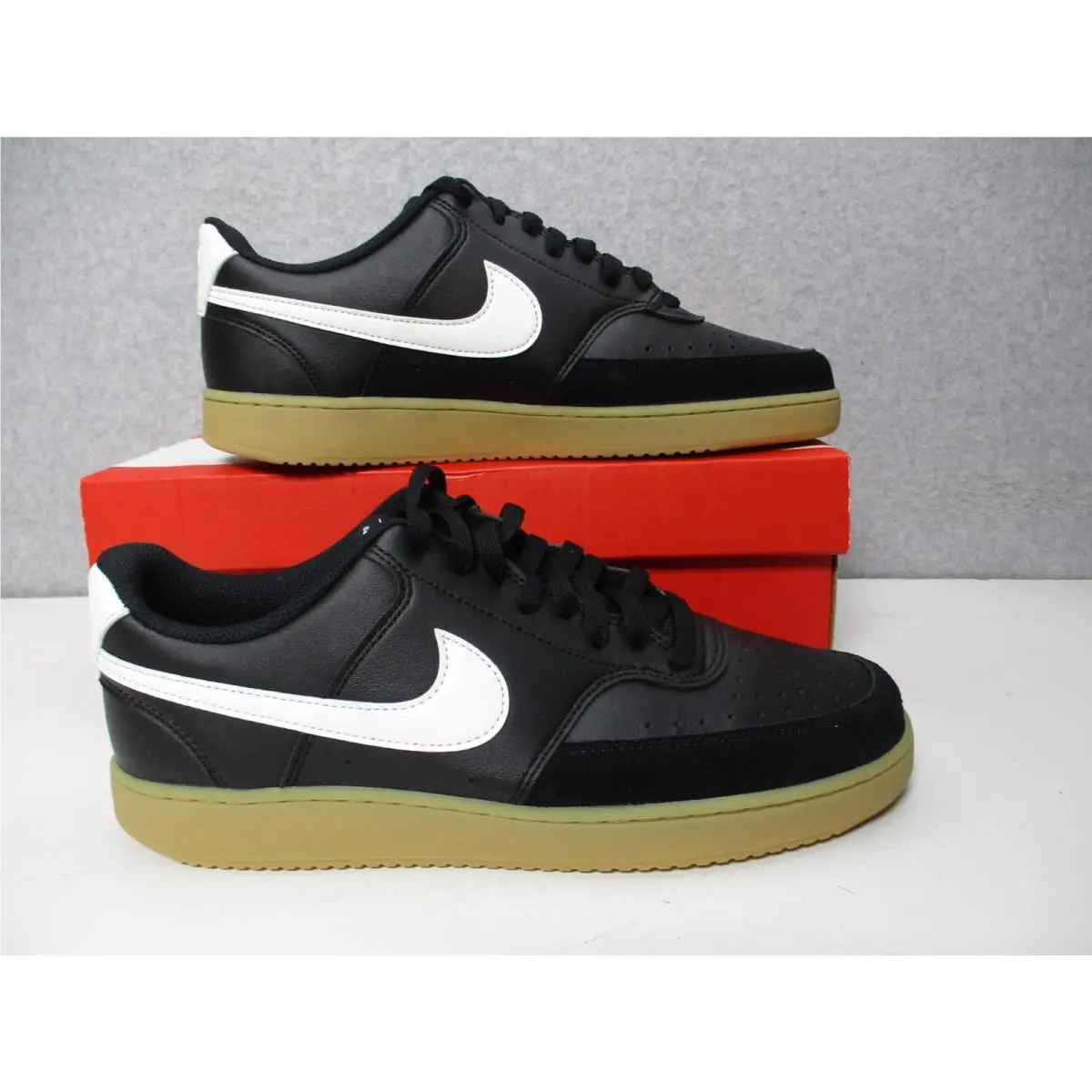 Nike Court Vision Low Casual Shoes Black / White / Gum Mens Sz 10.5