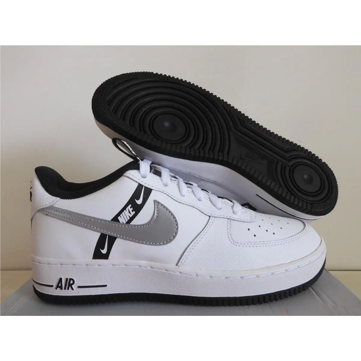 Nike Air Force 1 LV8 Ksa GS White-black-reflect Silver Sz 7Y CT4683-100