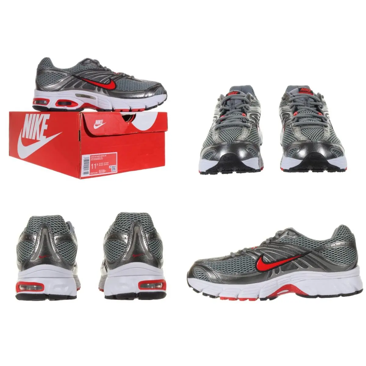 Nike Men`s Air Max Moto 2K Smoke Grey - Red Running Shoes Size 11.5 - Smoke Grey, University Red, Metallic Pewter