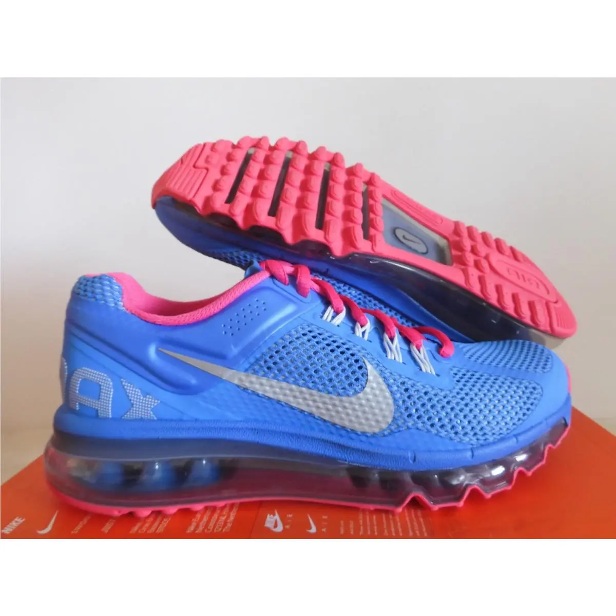 Nike Air Max 2013 Gs Blue-metallic Silver-pink Sz 6Y Rare 555753-402