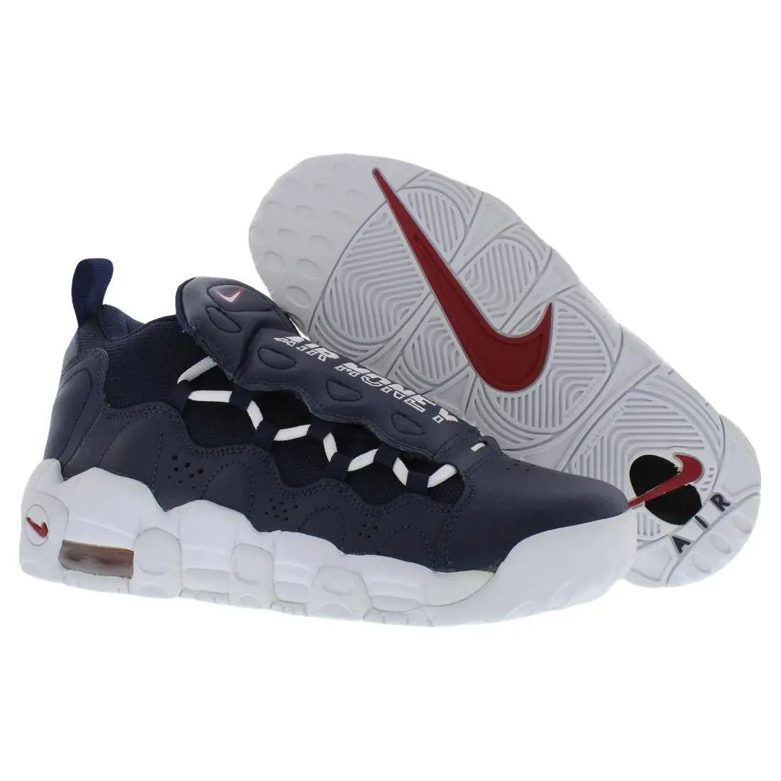 Nike Air More Money GS Boys Shoes Size 6 Color: Obsidian/white/gym Red