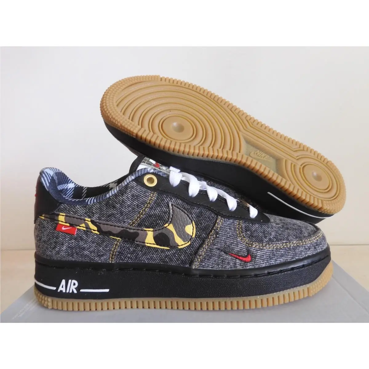 Nike Air Force 1 LV8 GS Denim Remix Black-multi-white Sz 3.5Y DB1976-001