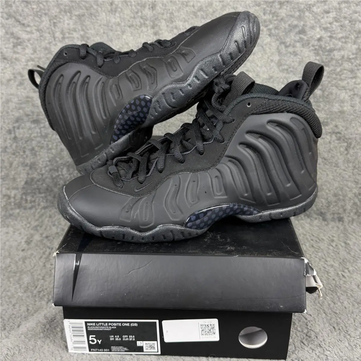 Nike Little Posite One GS Black Anthracite FN7143-001 Youth Size 5Y W/ Box