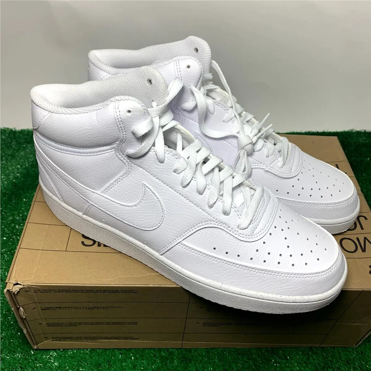 Nike Men Court Vision Mid NN Shoes DN3577-100 White/white Leather Size 13