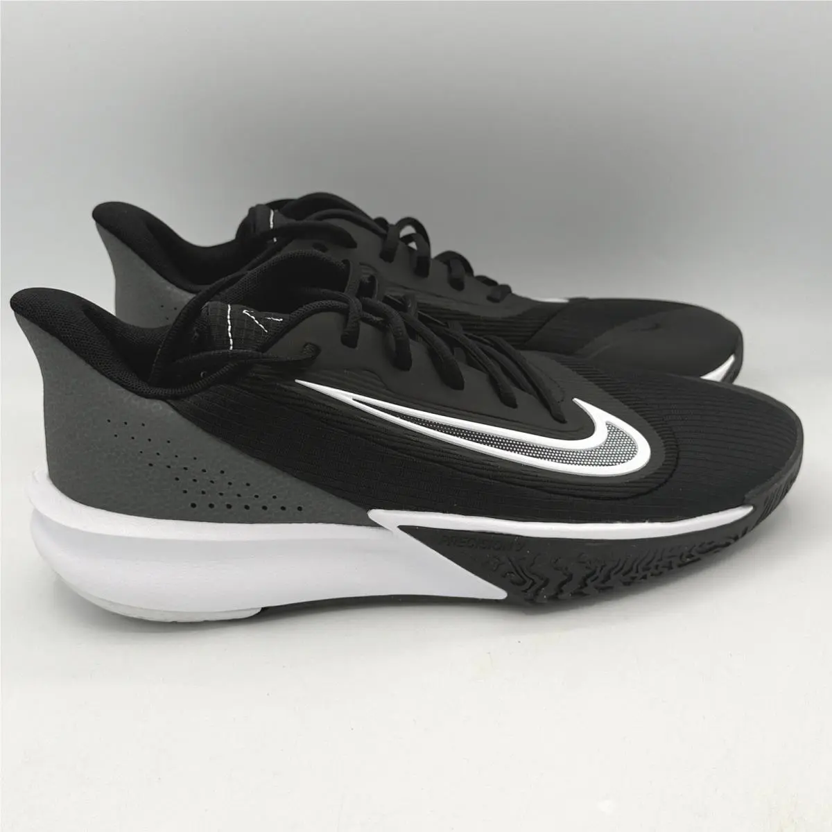 Nike Precision Vii Basketball Shoes Mens 11 Black White Iron Grey FN4322-005