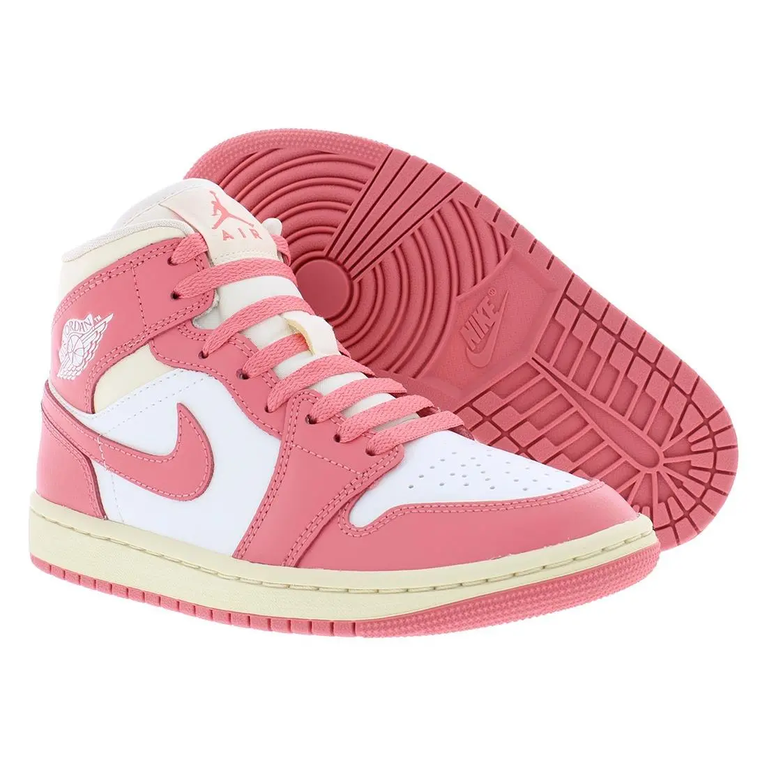 Nike Air Jordan 1 Mid Womens Shoes Size 8 Color: Sail/pink Salt/guava Ice