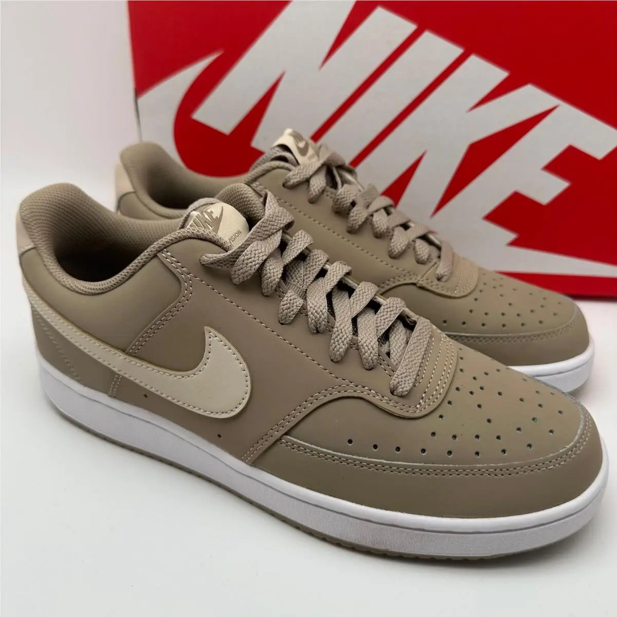 Nike Court Vision Low Next Nature HM6193 247 Khaki/sand Drift/white Men Size 8.5