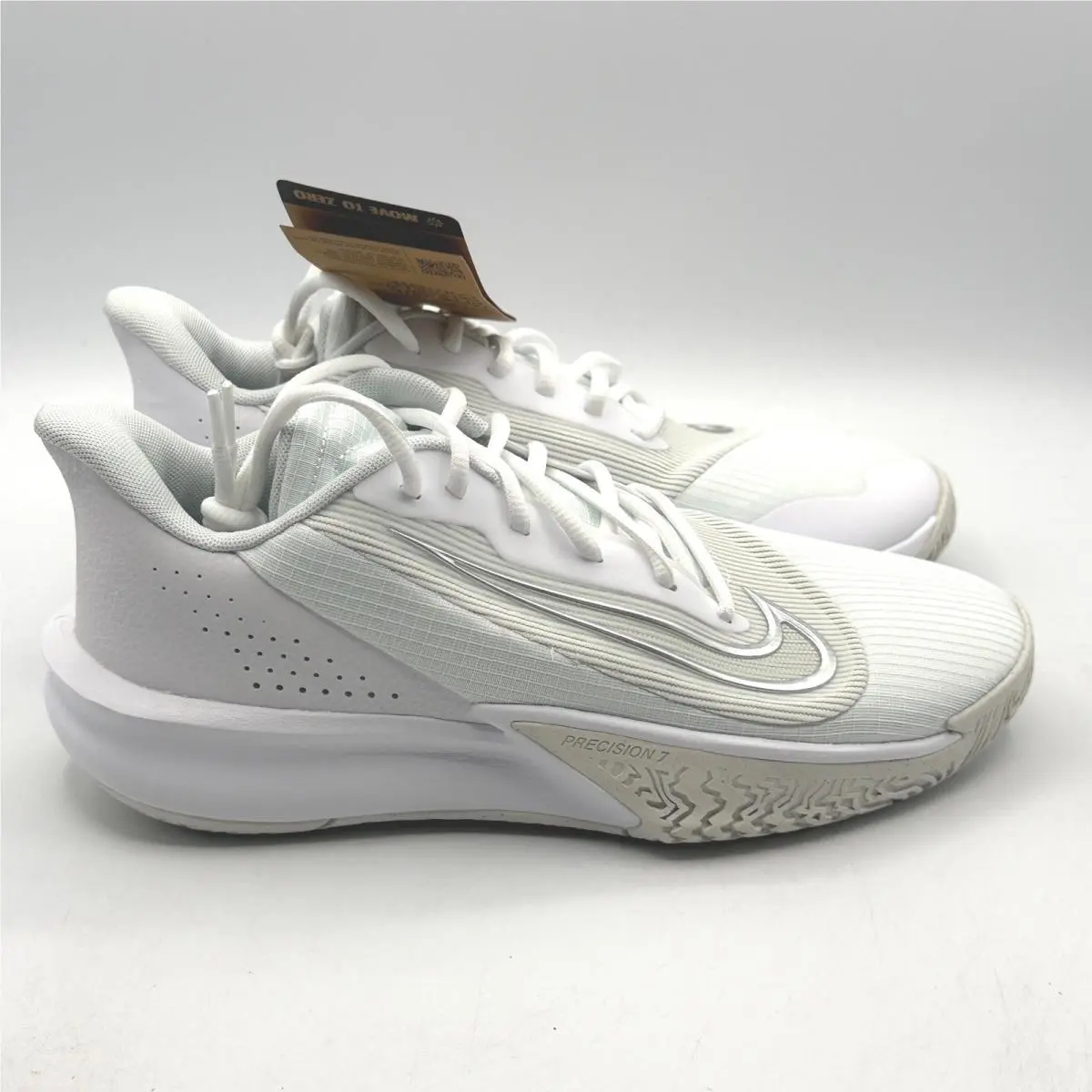 Nike Precision Vii Basketball Mens 8.5 White Light Smoke Grey FN4322-100