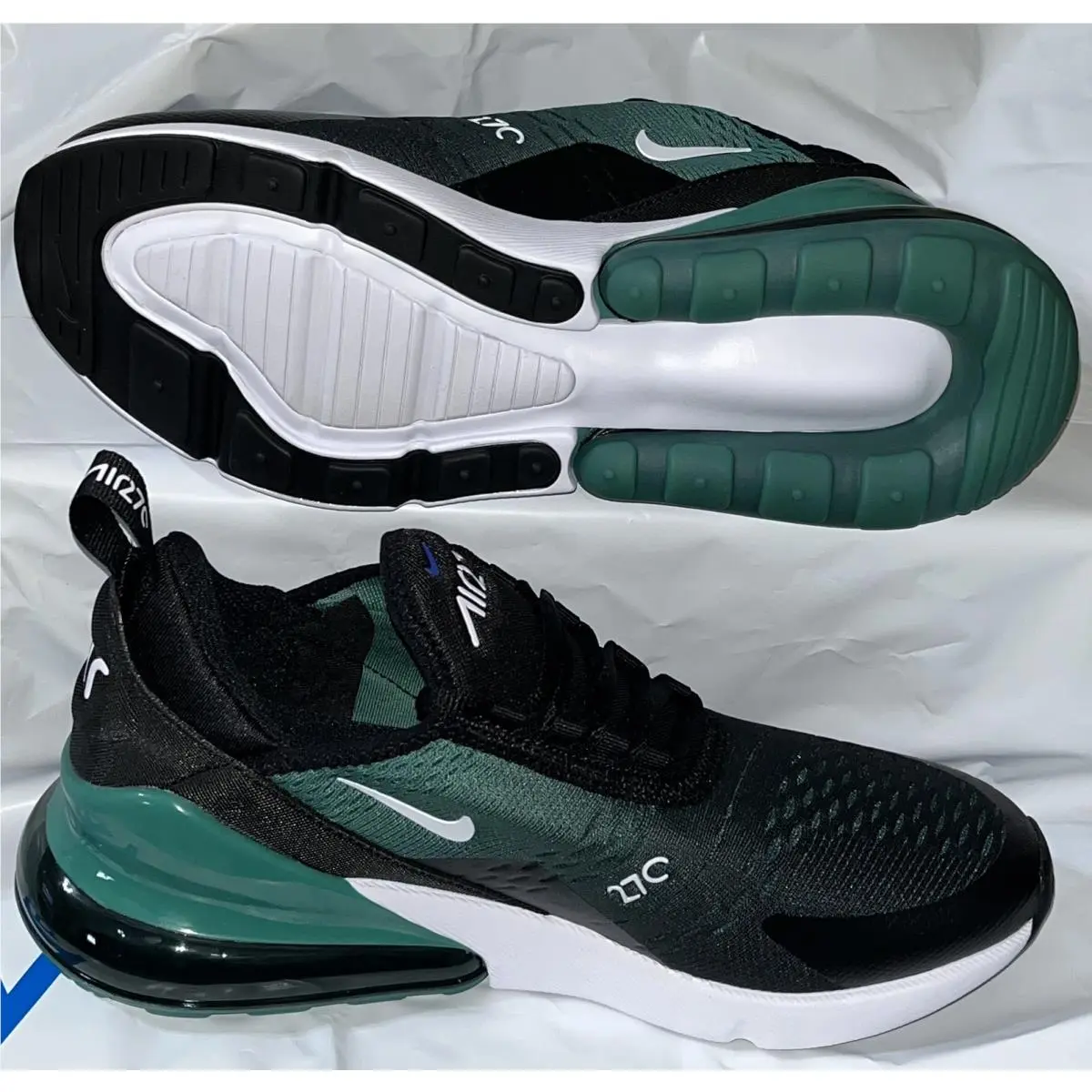 Nike Air Max 270 GS Big Boy Black/white/green Shoes Size 6