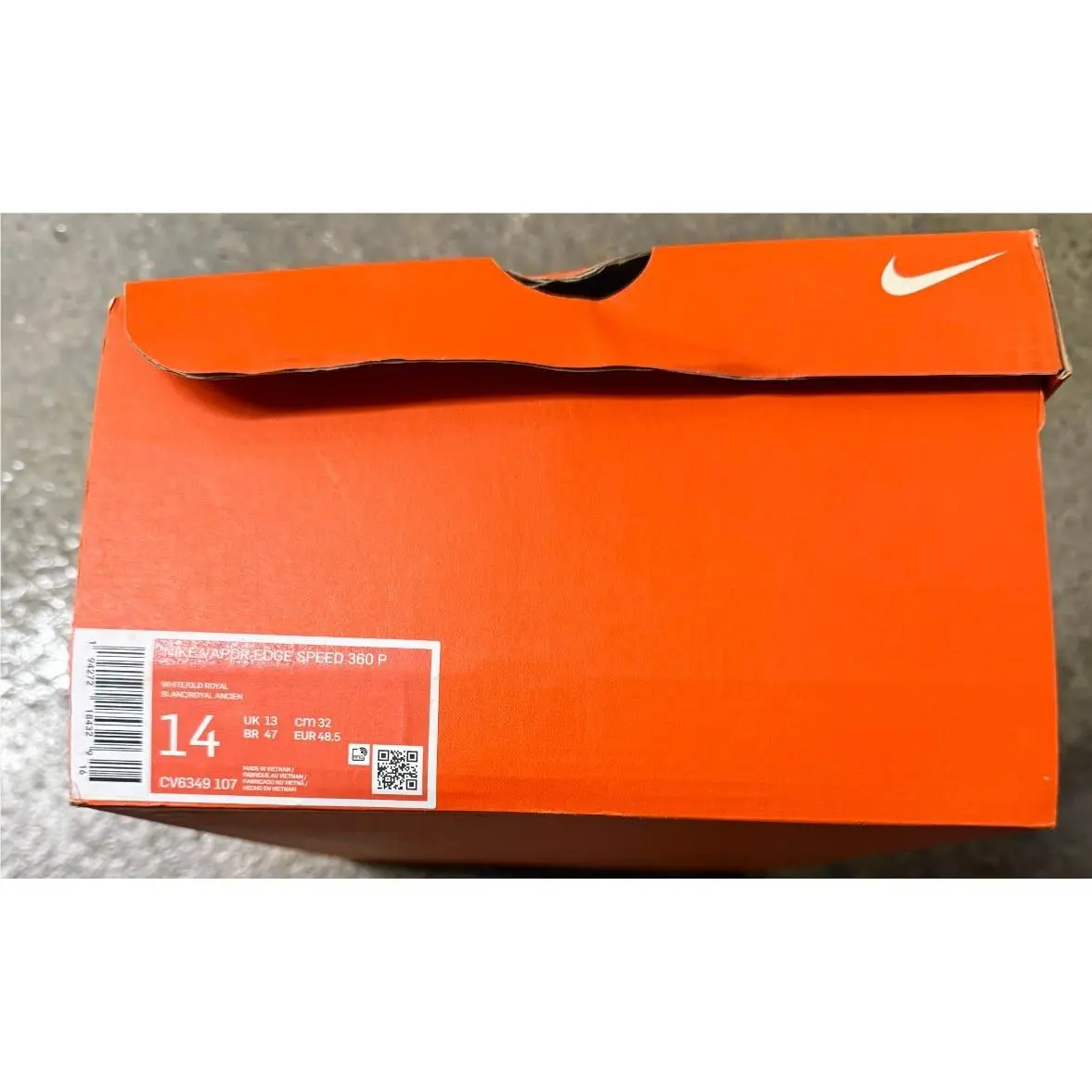 Nike Vapor Edge 360 Football Cleats White Blue CV6349-107 Men`s Size 14