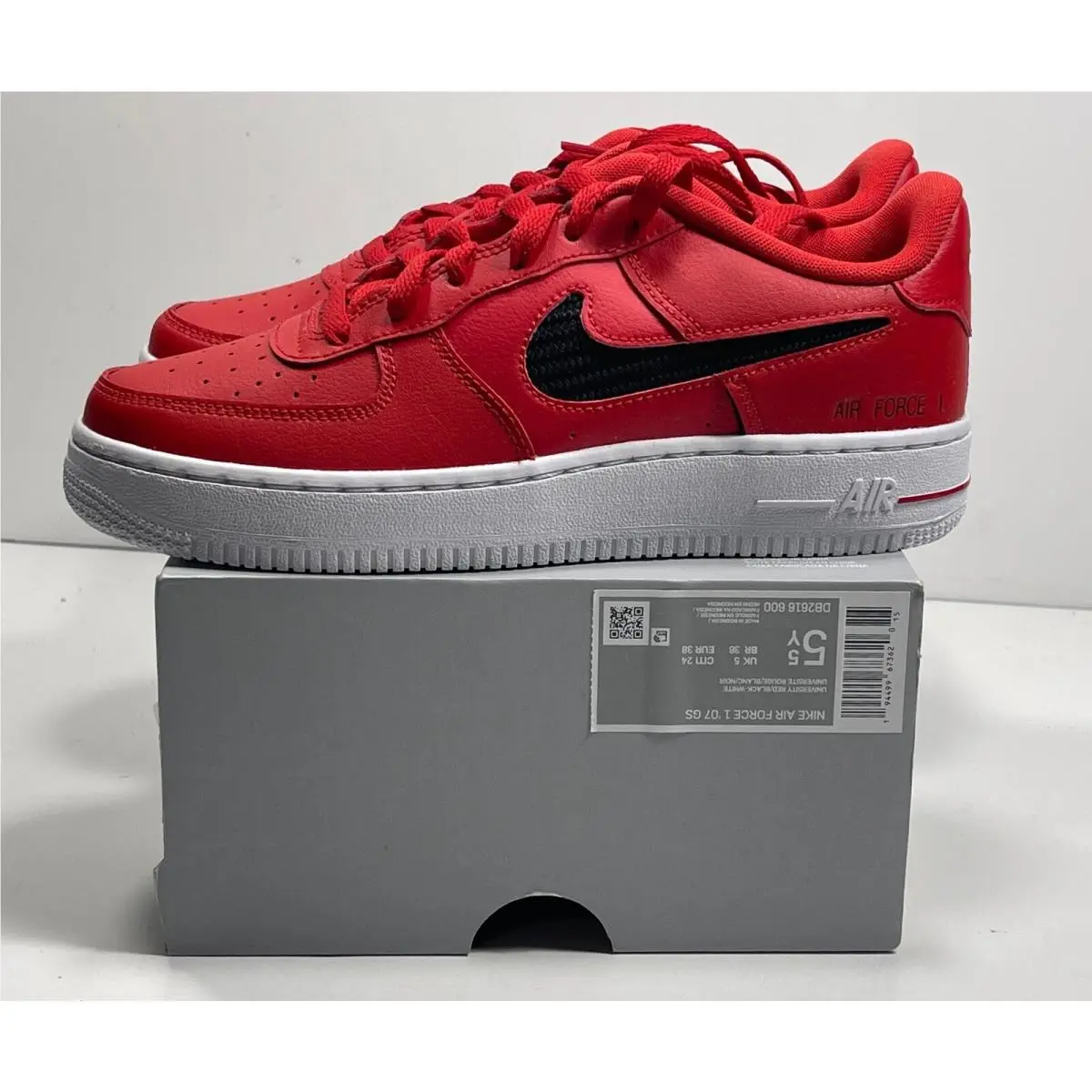 Nike Air Force 1 Low `07 University Red GS DB2616 600 5.5Y