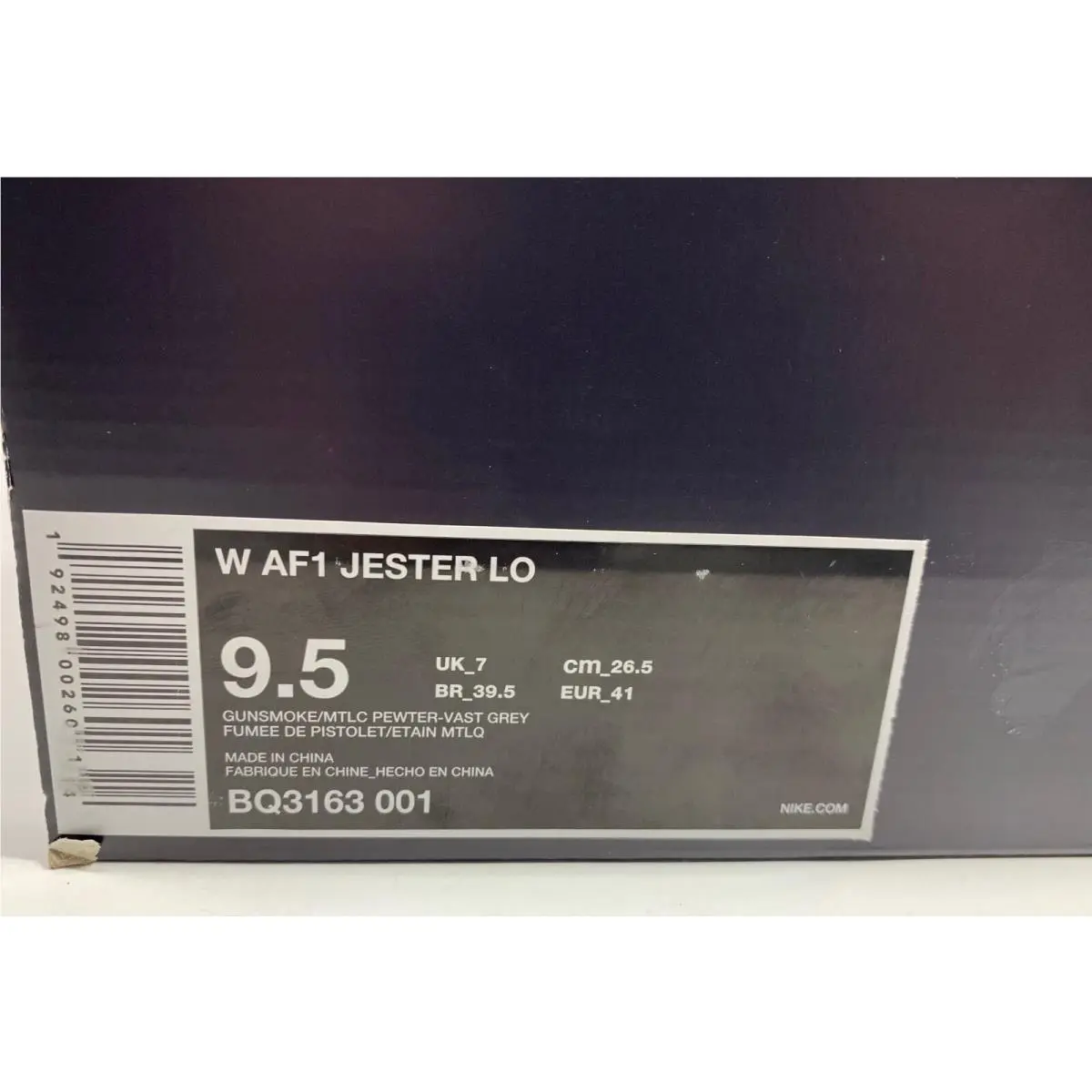 Nike shoes - AF1 Jester Low - Jester Low - Gunsmoke Gray/Pewter-Vast Grey (UPC: 192498002601) 9