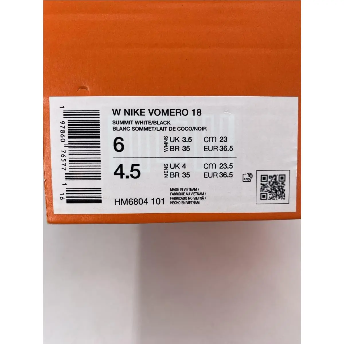 Nike shoes - Nike Vomero 18 - Vomero - HM6804 101 - Summit White/Black (UPC: 197860765771) 8