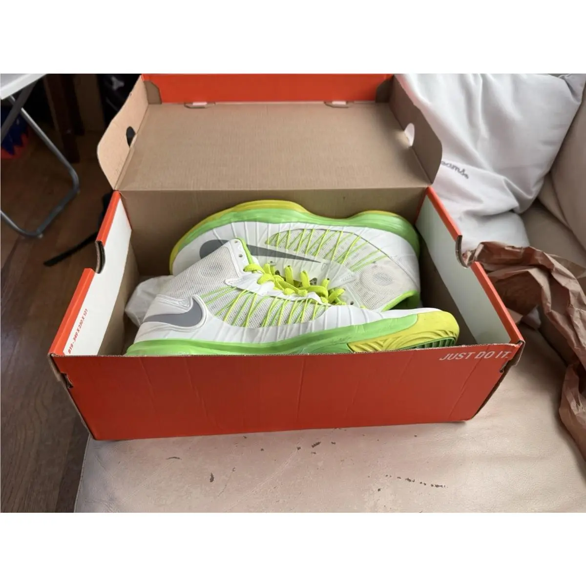 Nike Lunar Hyperdunk 2012 Men`s Shoes 524934-106 White Green Size 9.5