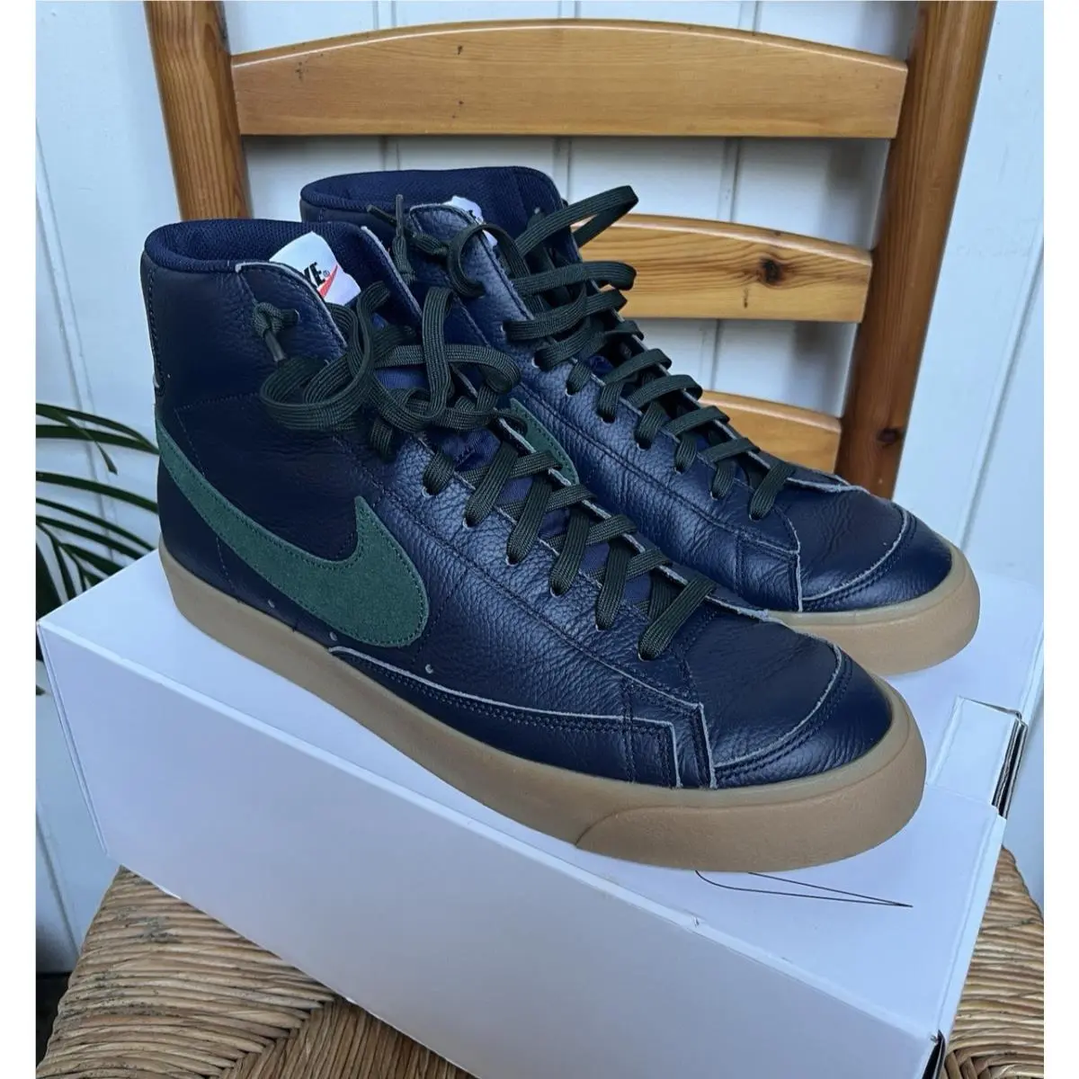 Nike Blazer Mid `77 By You Men`s Size 12 Navy Blue/green/gum D07432-900